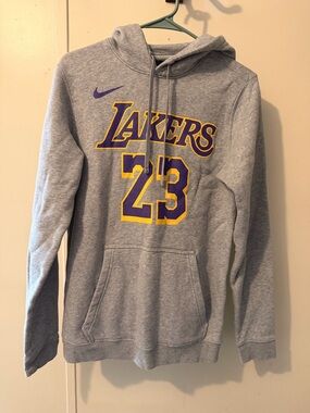 Nike Gray Lakers 23 Pullover Hoodie with Purple & Gold Accents